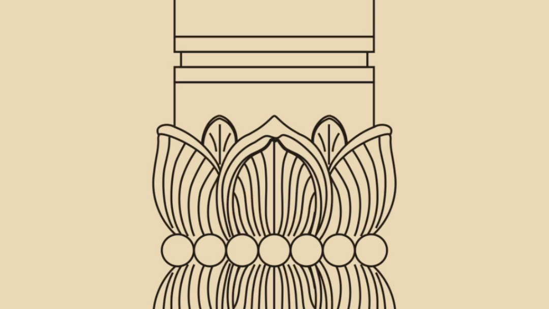 传统建筑构架之一垂花柱(线稿矢量图样)