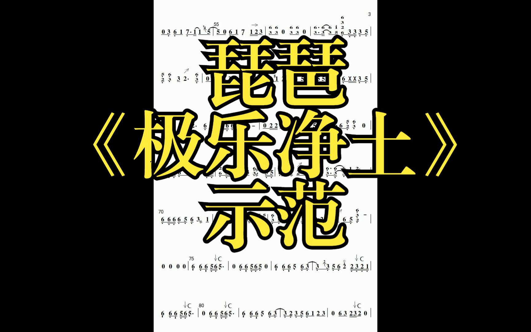 琵琶 《極樂淨土》 示範 簡譜