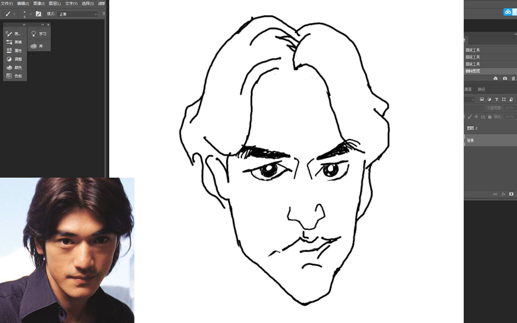 【简笔画】手绘大帅哥金城武!