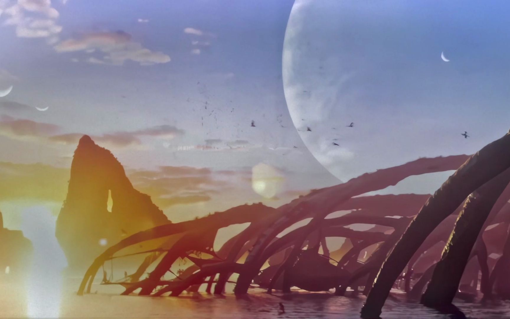 阿凡达2 pandora卫星风景 天空的行星和其他3个卫星