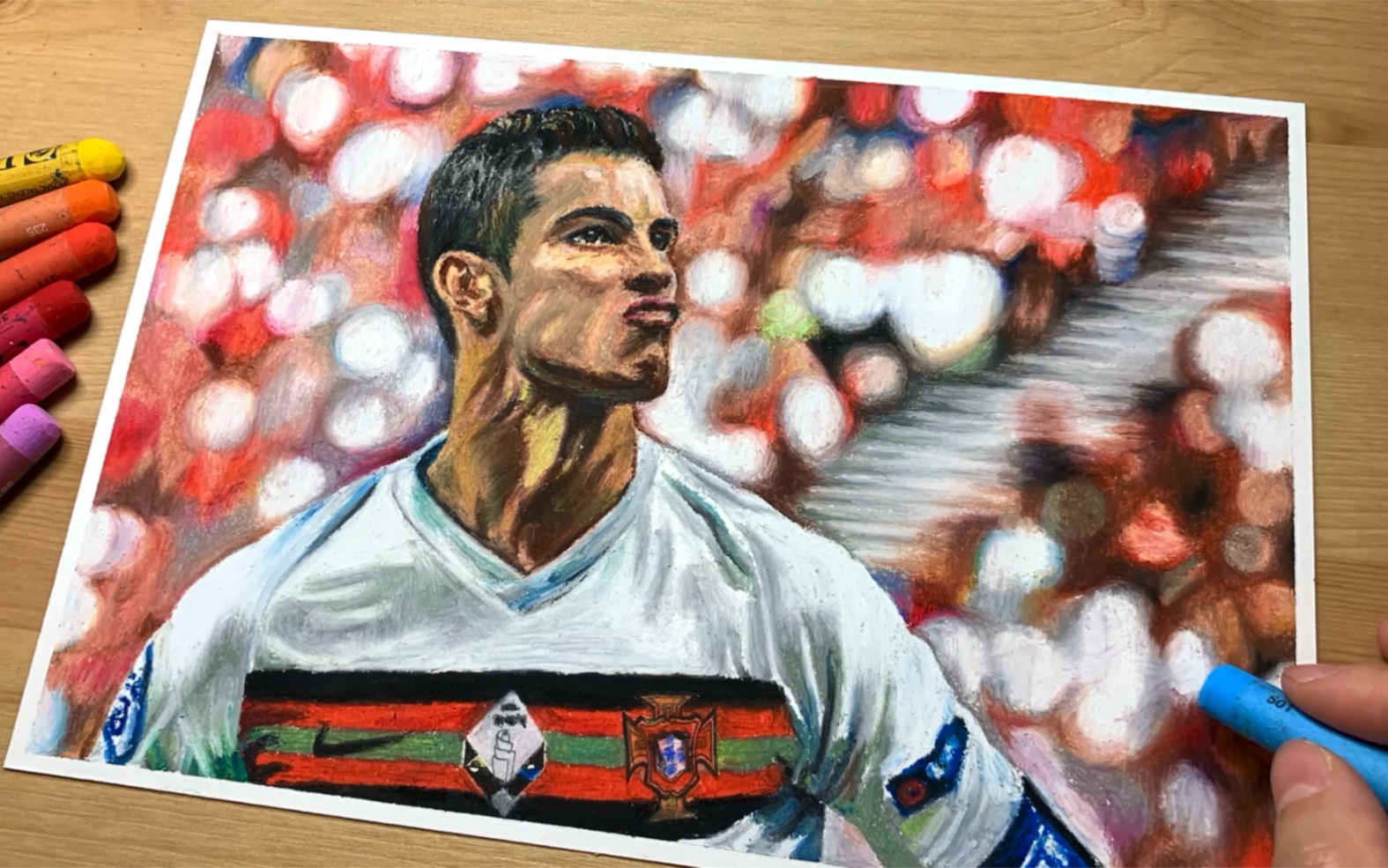 c罗(cristiano ronaldo)-欧洲杯2021|彩色人物绘画教程|小鲸绘画_哔哩
