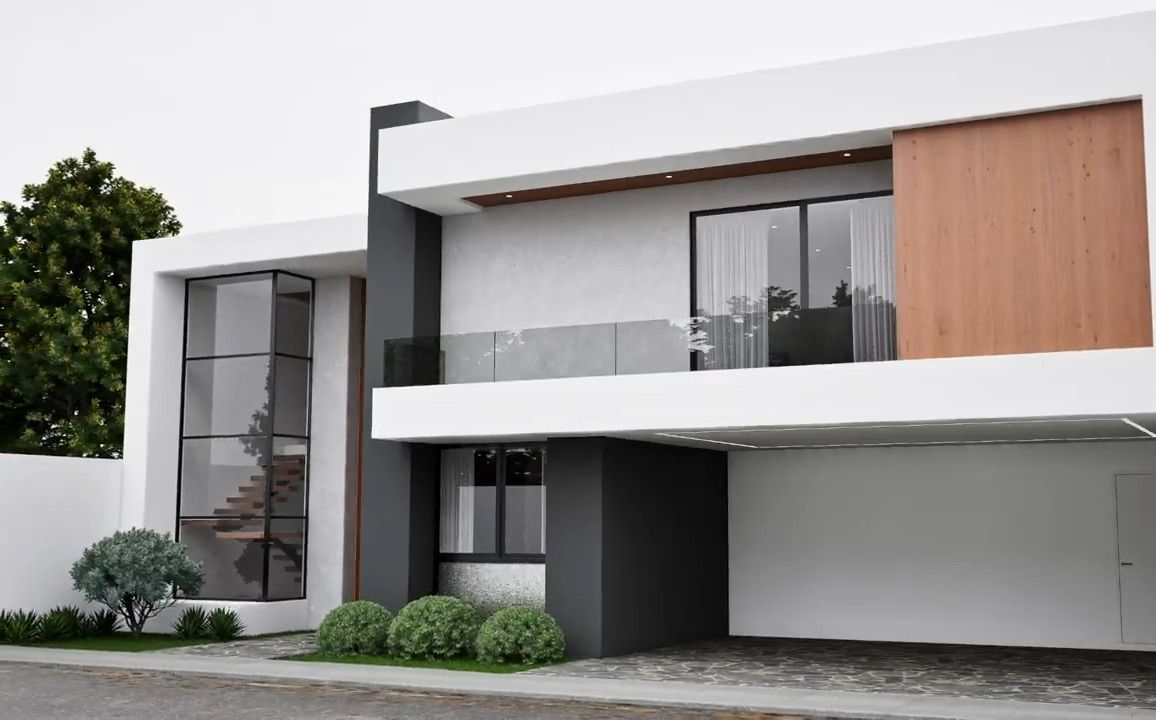 15x20米二层现代风格别墅设计效果图房屋设计【搬运】planoen3d