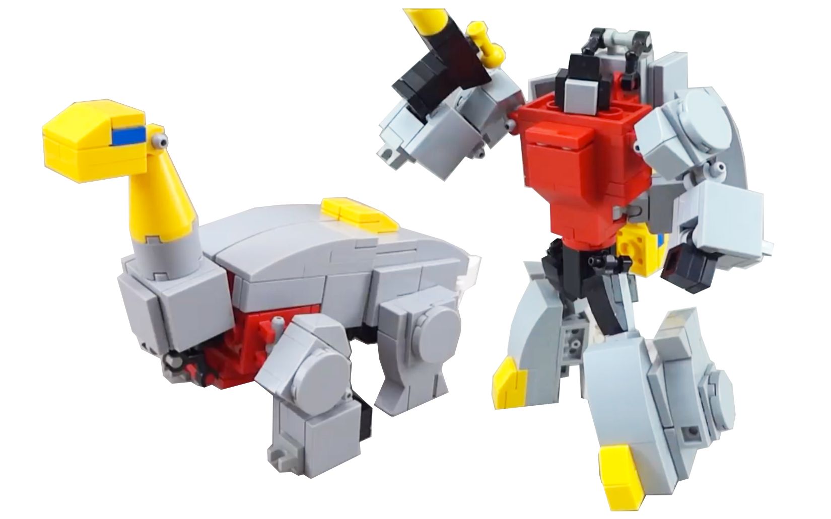 乐高moc作品 变形金刚g1机器恐龙淤泥 变形展示