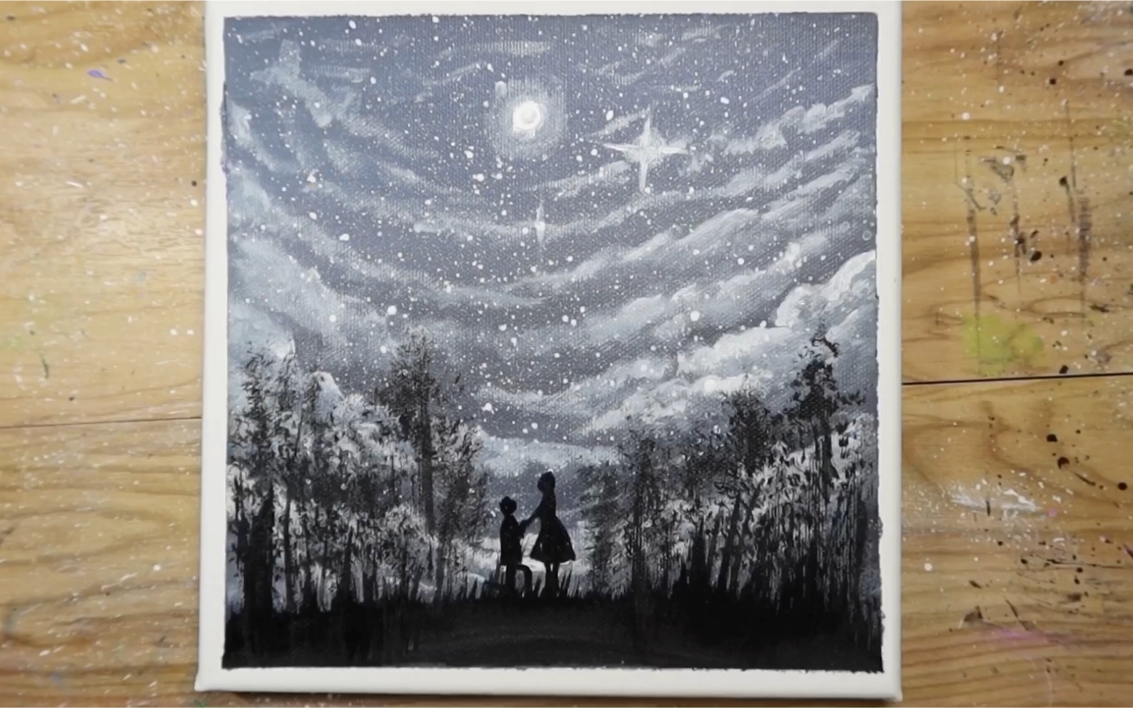 活动作品黑白风景丙烯颜料168