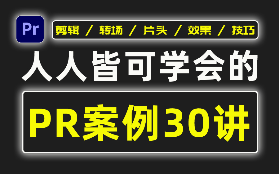 [图]【PR教程】人人皆可学会的PR案例教程30讲，小白也能轻松上手！