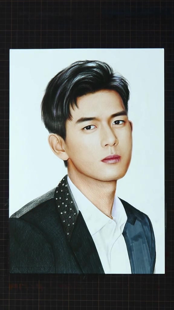 彩铅手绘李现,绘画过程