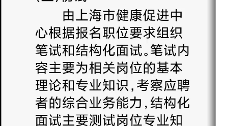 [图]2022年上海市健康促进中心人员招聘公告