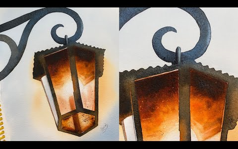 maria raczynska--如何用水彩绘制发光的灯