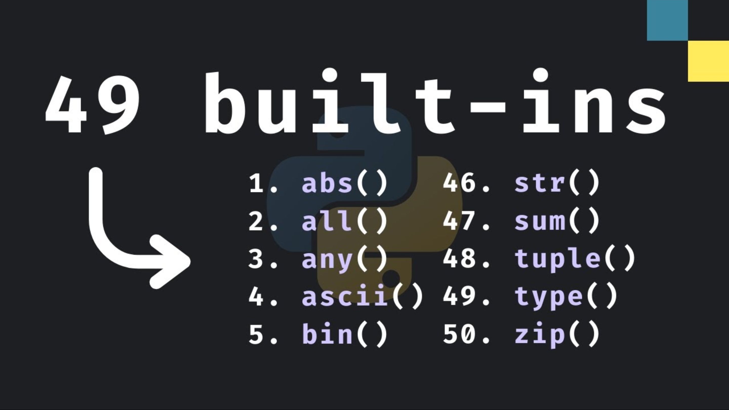 【中文字幕】Python必须会的49个内置函数