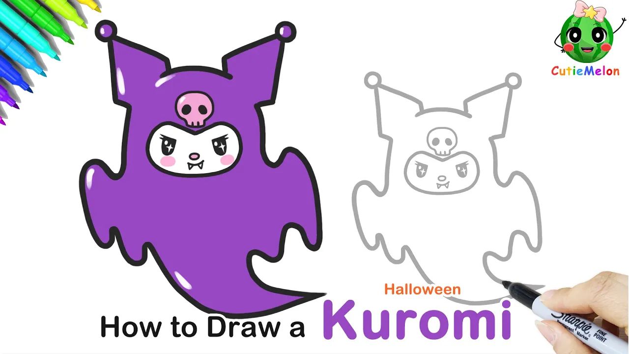 儿童简笔画万圣节酷洛米𐟎ƒ𐟑𛈯w to Draw A Cute Halloween Kuromi Ghost|Funny Halloween Arts|Ea哔哩哔哩bilibili