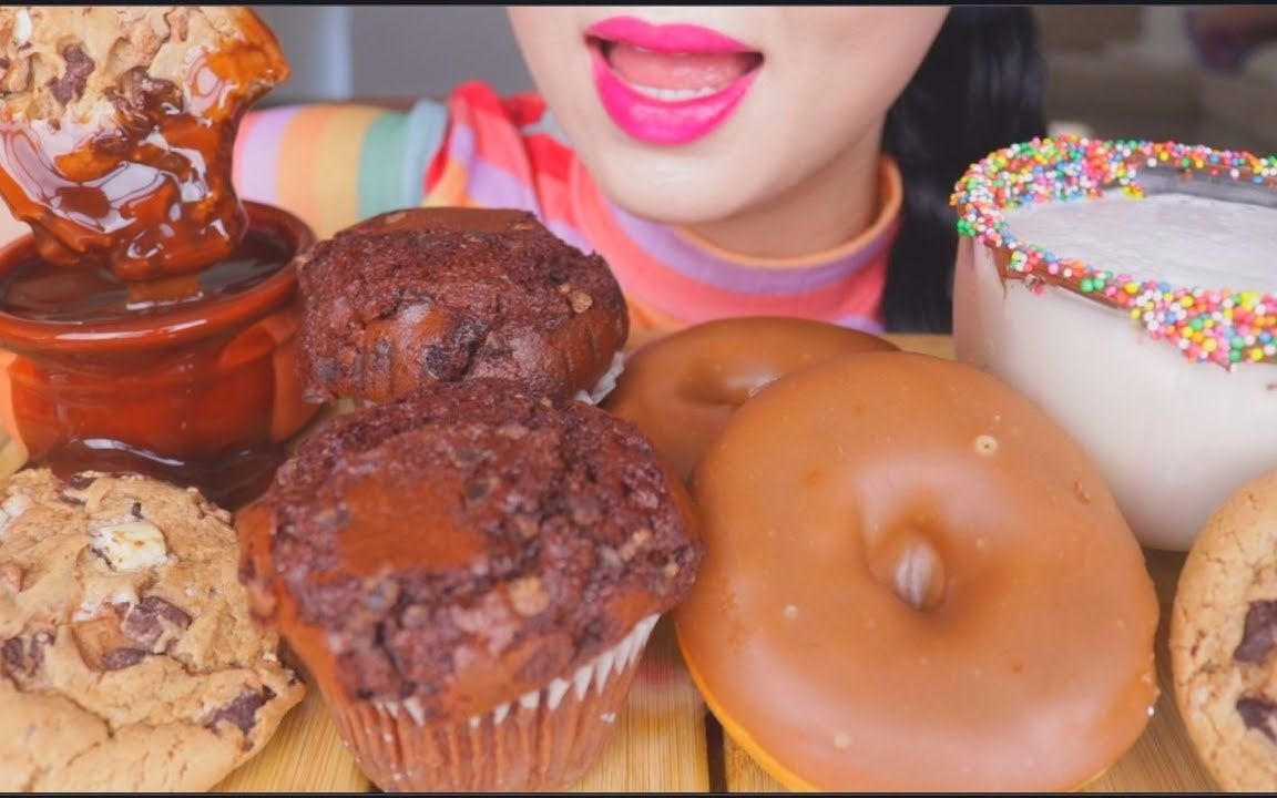 荔枝姐的巧克力甜甜圈,小面包和大曲奇饮食秀_哔哩哔哩 (゜-゜)つロ