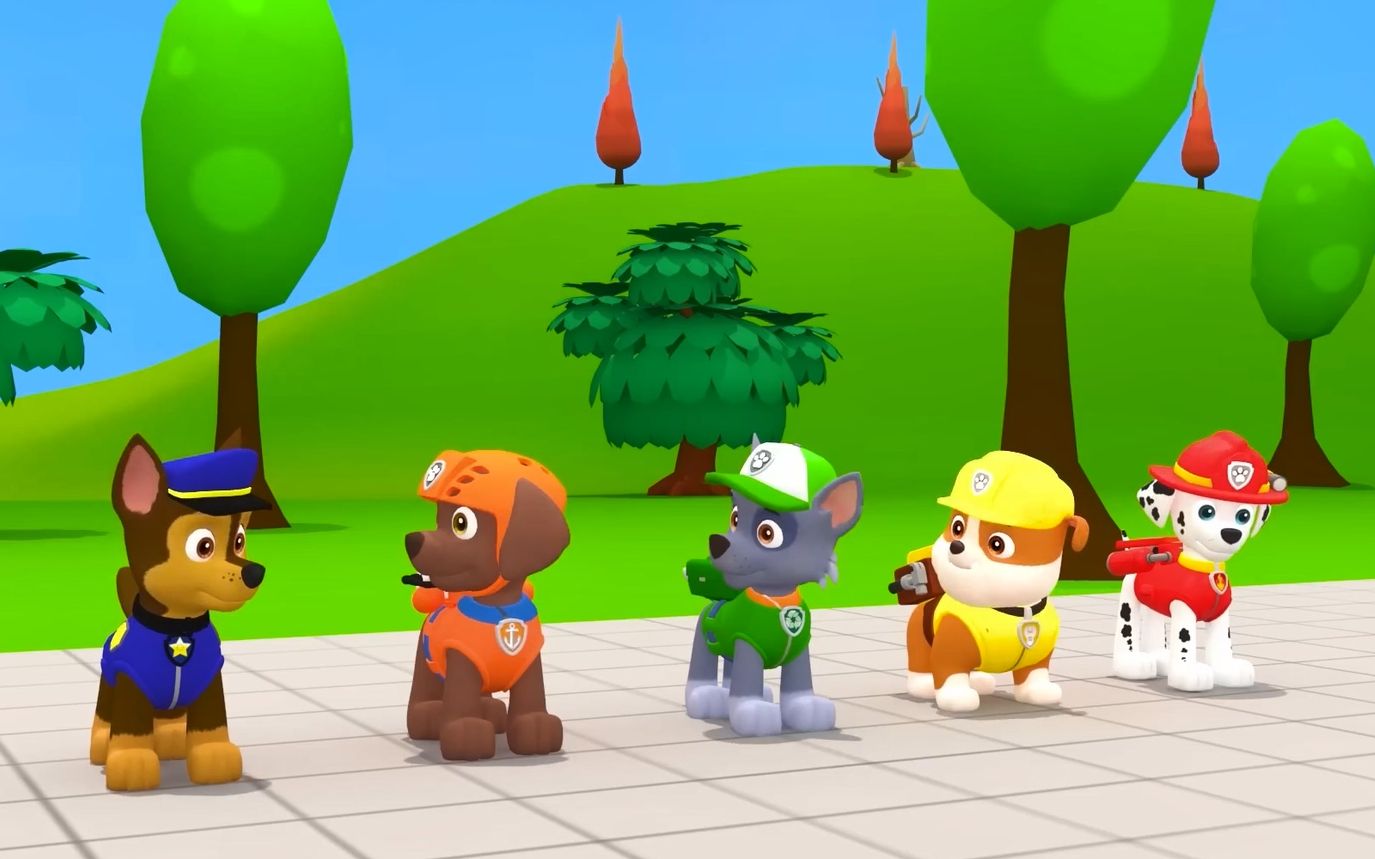 汪汪队立大功 阿奇路马灰灰毛毛 水上乐园闯关 看谁能赢吧