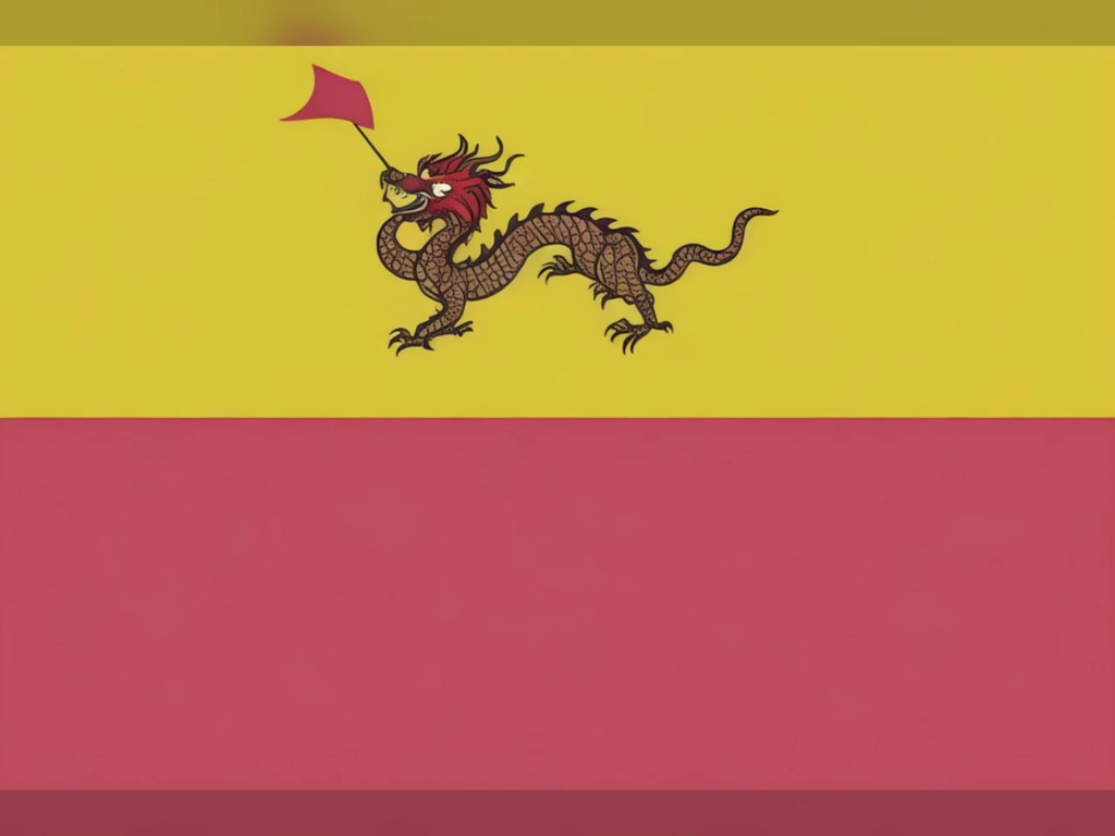 架空旗帜设计,五爪金龙肩抗红旗指引方向.