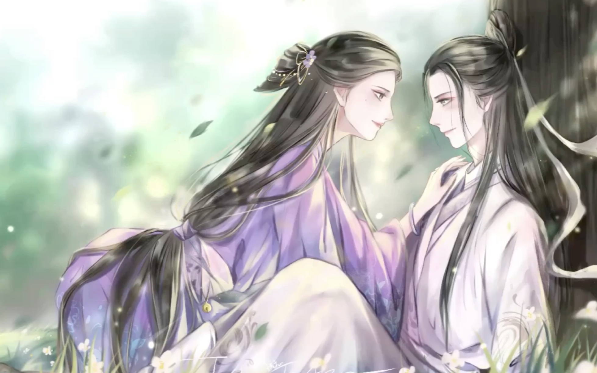 活动  procreate 古风原创双人插画绘画过程平涂