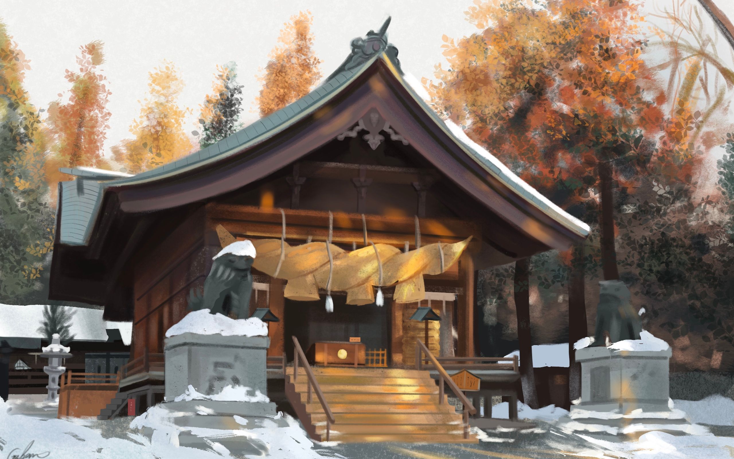 活动  【procreate】日本神社雪景-绘画过程