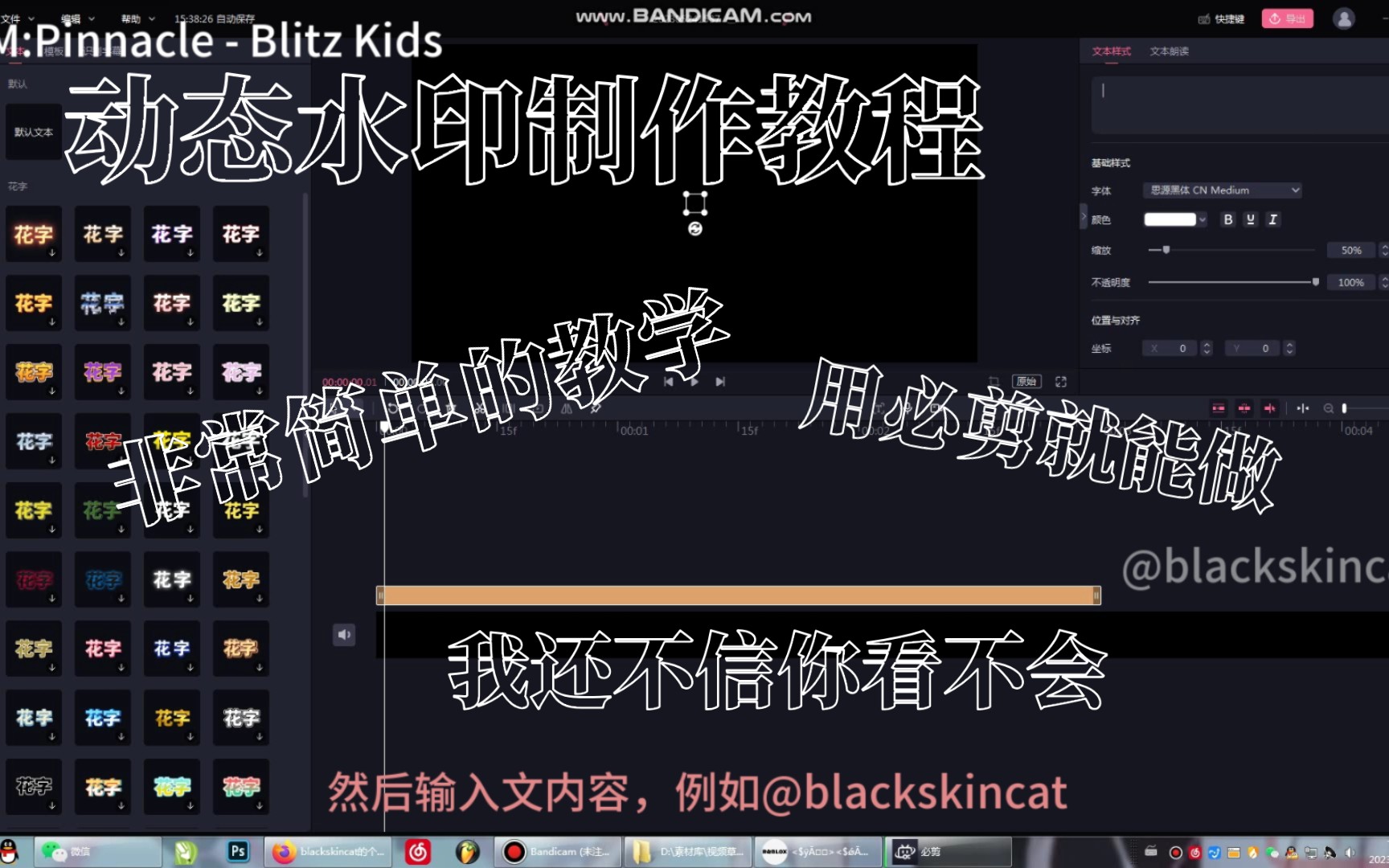 【必剪Ⅱ教程】动态水印的制作(电脑篇)哔哩哔哩bilibili