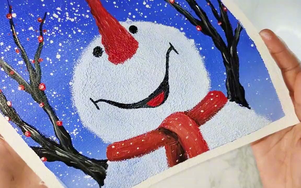 水粉画教程《可爱的小雪人》