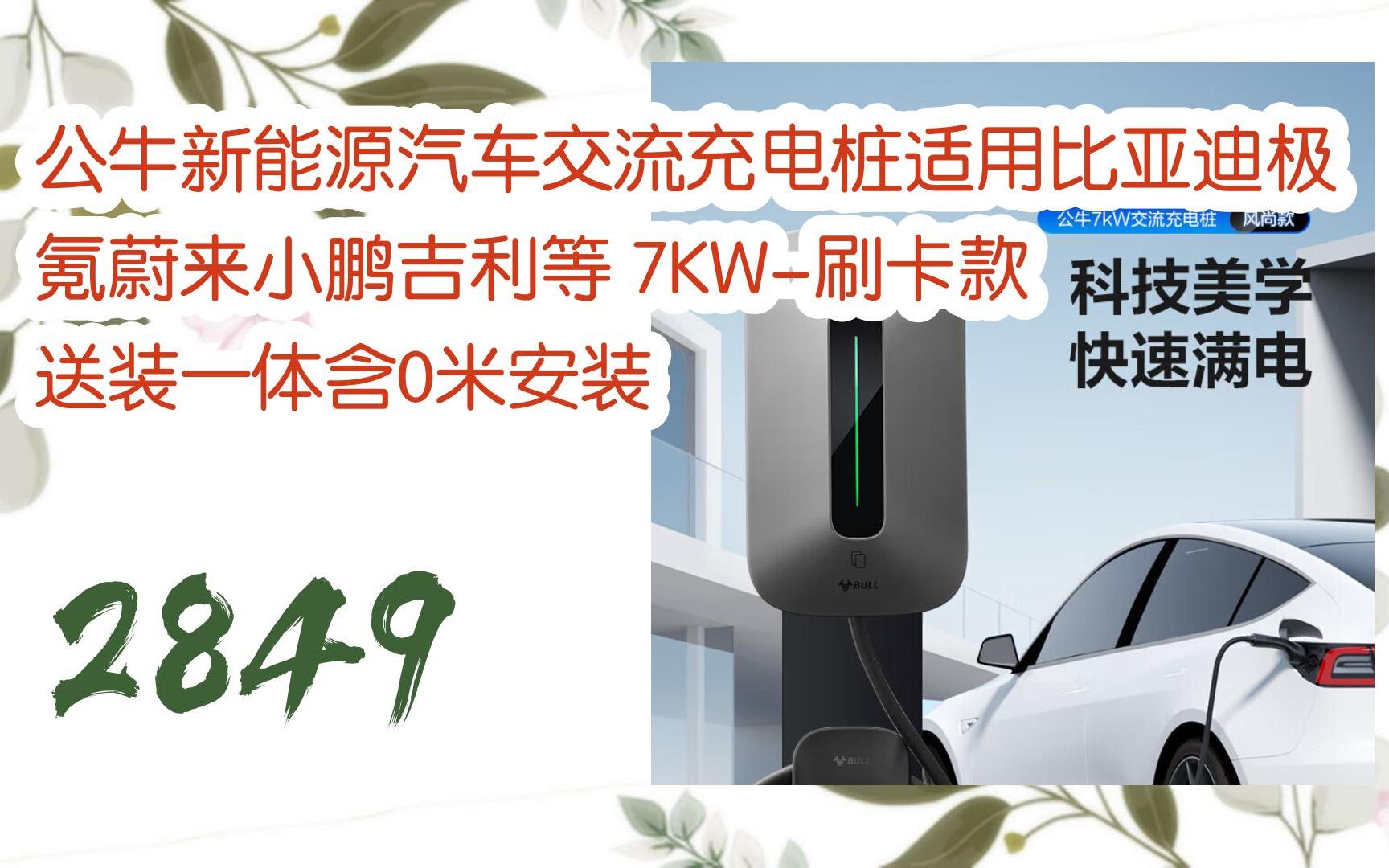 新能源汽車交流充電樁適用比亞迪極氪蔚來小鵬吉利等 7kw-刷卡款 送裝