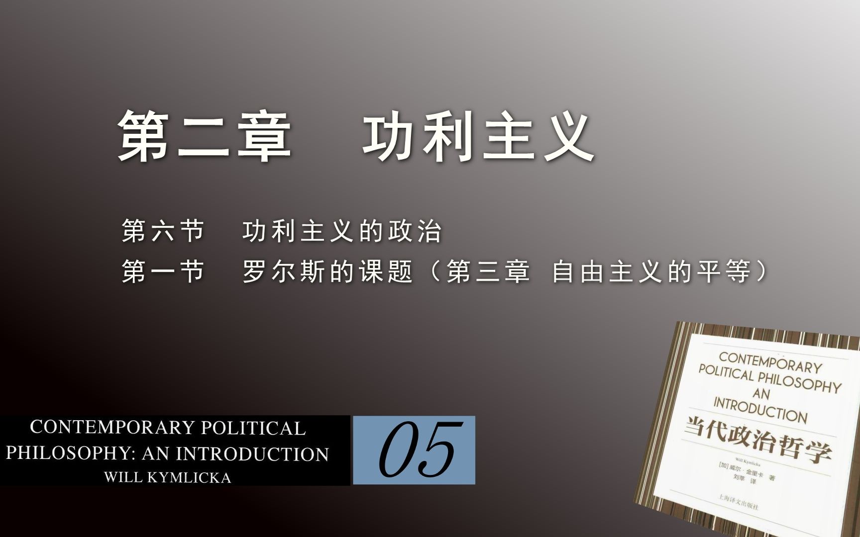 [图]洪果带读 | 《当代政治哲学》05_第二章 功利主义（Ⅳ）功利主义的政治；罗尔斯的课题（第三章 自由主义的平等）