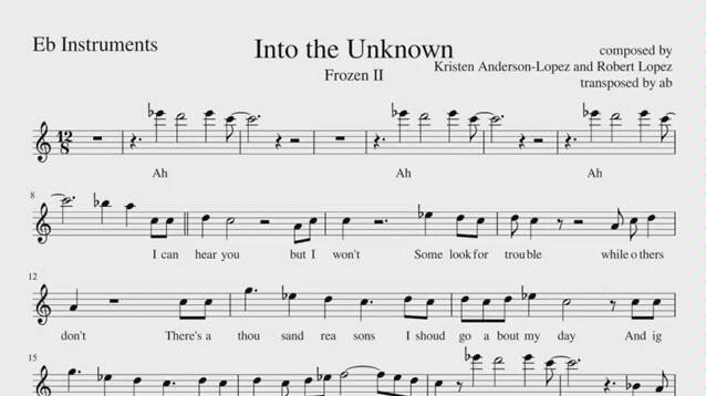 萨克斯谱冰雪奇缘2intotheunknown