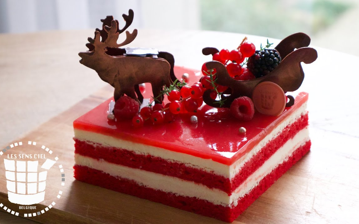 【Les sens ciel】鲜红色的圣诞老人雪橇蛋糕~|圣诞节|How to make Bright Red Santa Sleigh Cake哔哩哔哩bilibili