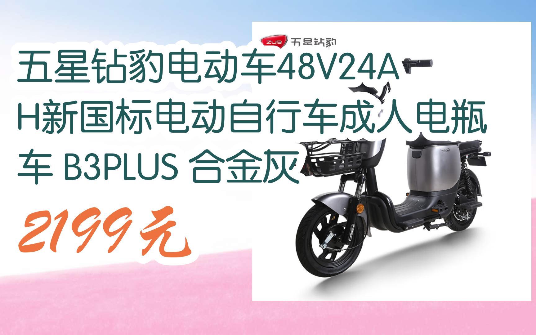 【京东双11】五星钻豹电动车48v24ah新国标电动自行车成人电瓶车 b3