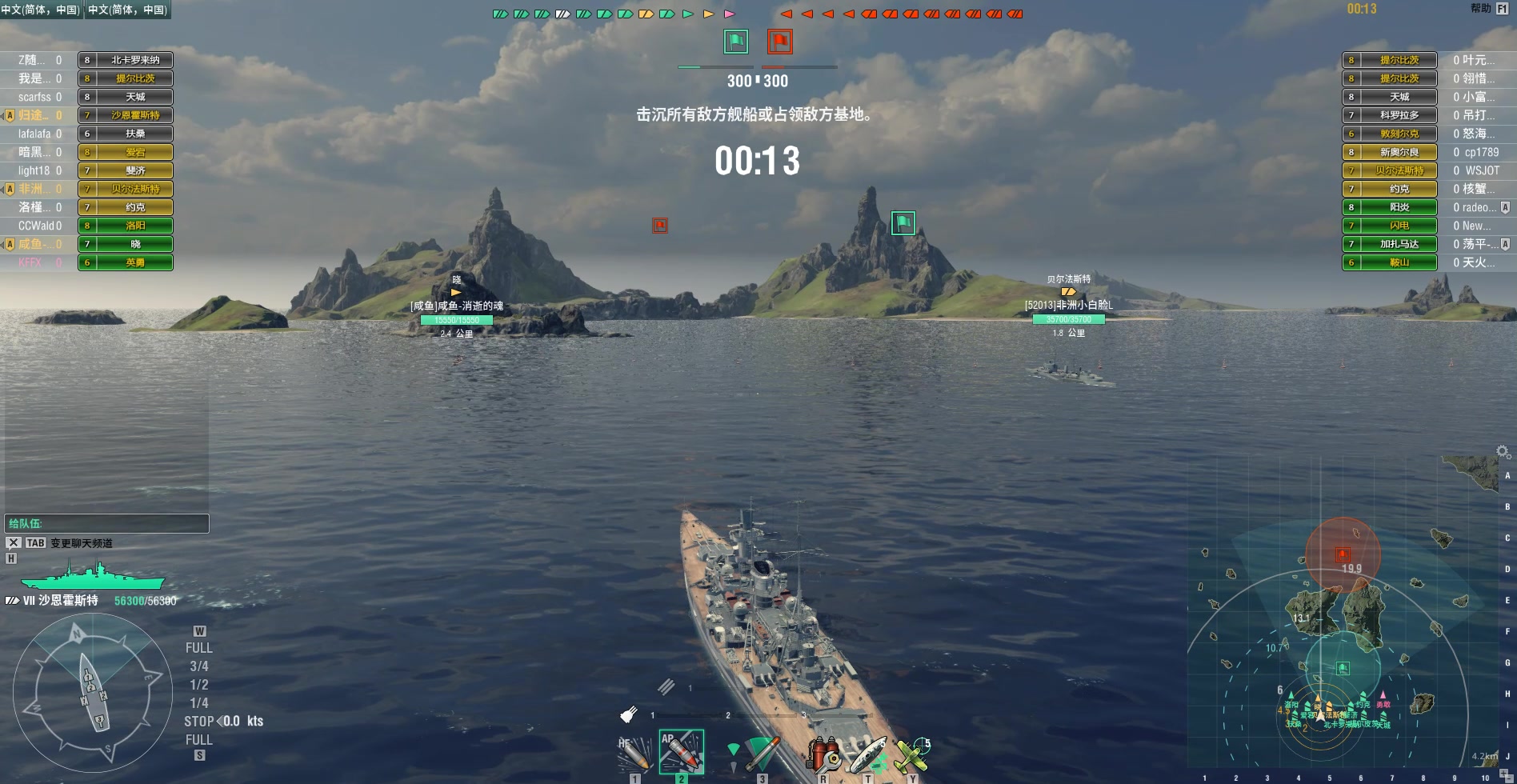 《战舰世界》沙恩霍斯特 夕阳红描边