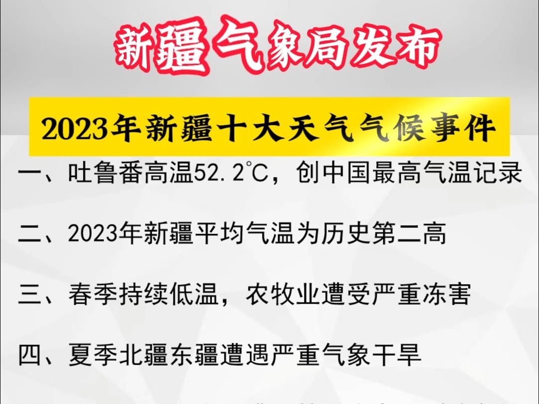 近日,新疆气象局发布“2023年新疆十大天气气候事件”.哔哩哔哩bilibili