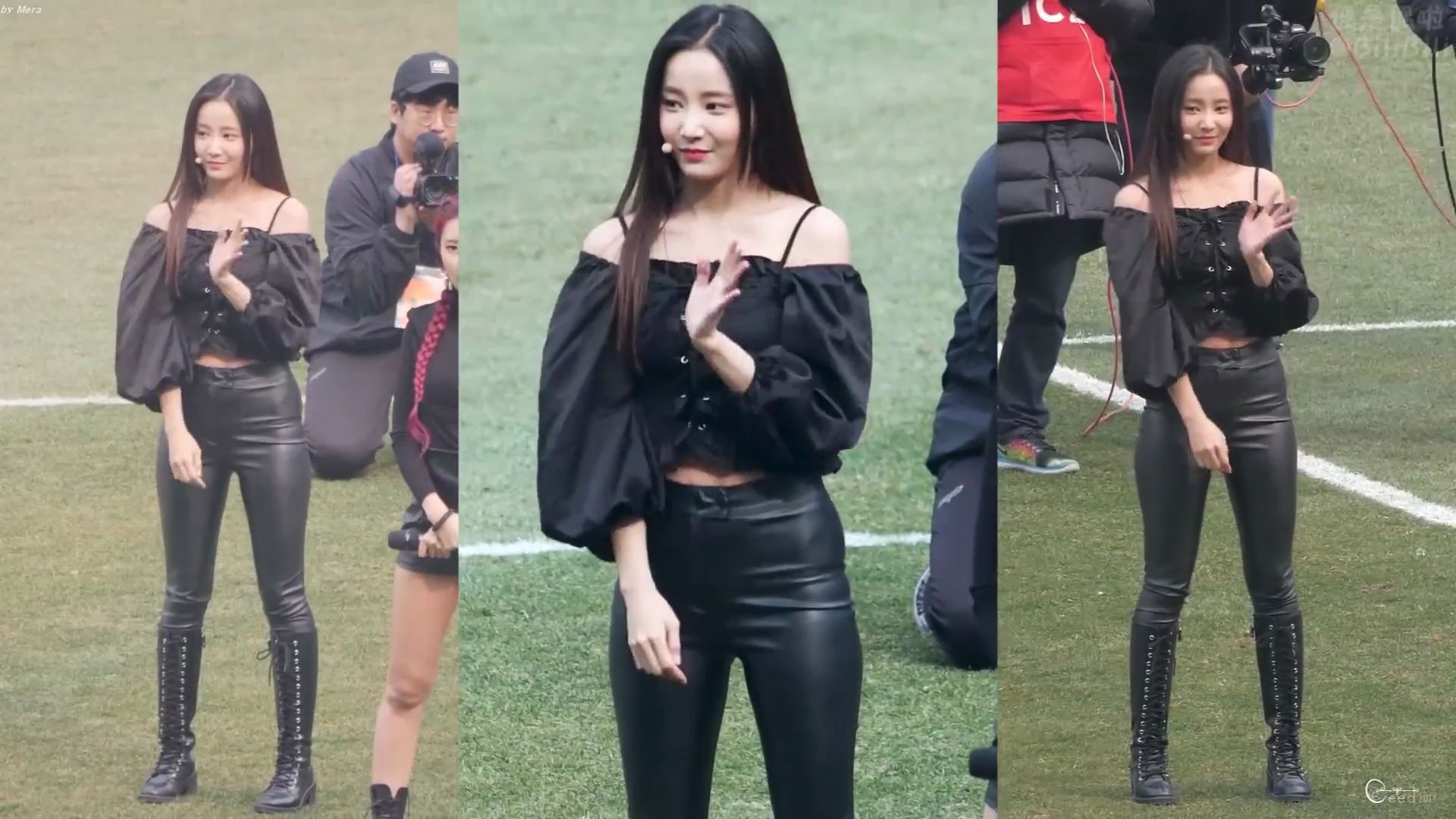 妍雨紧身皮裤热舞好身材一览无余