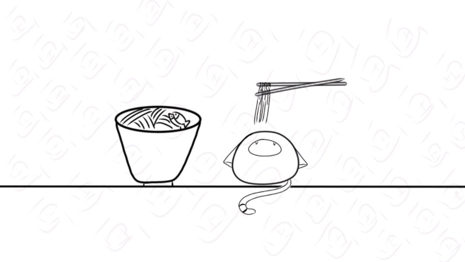 等号猫猫吃鱼面