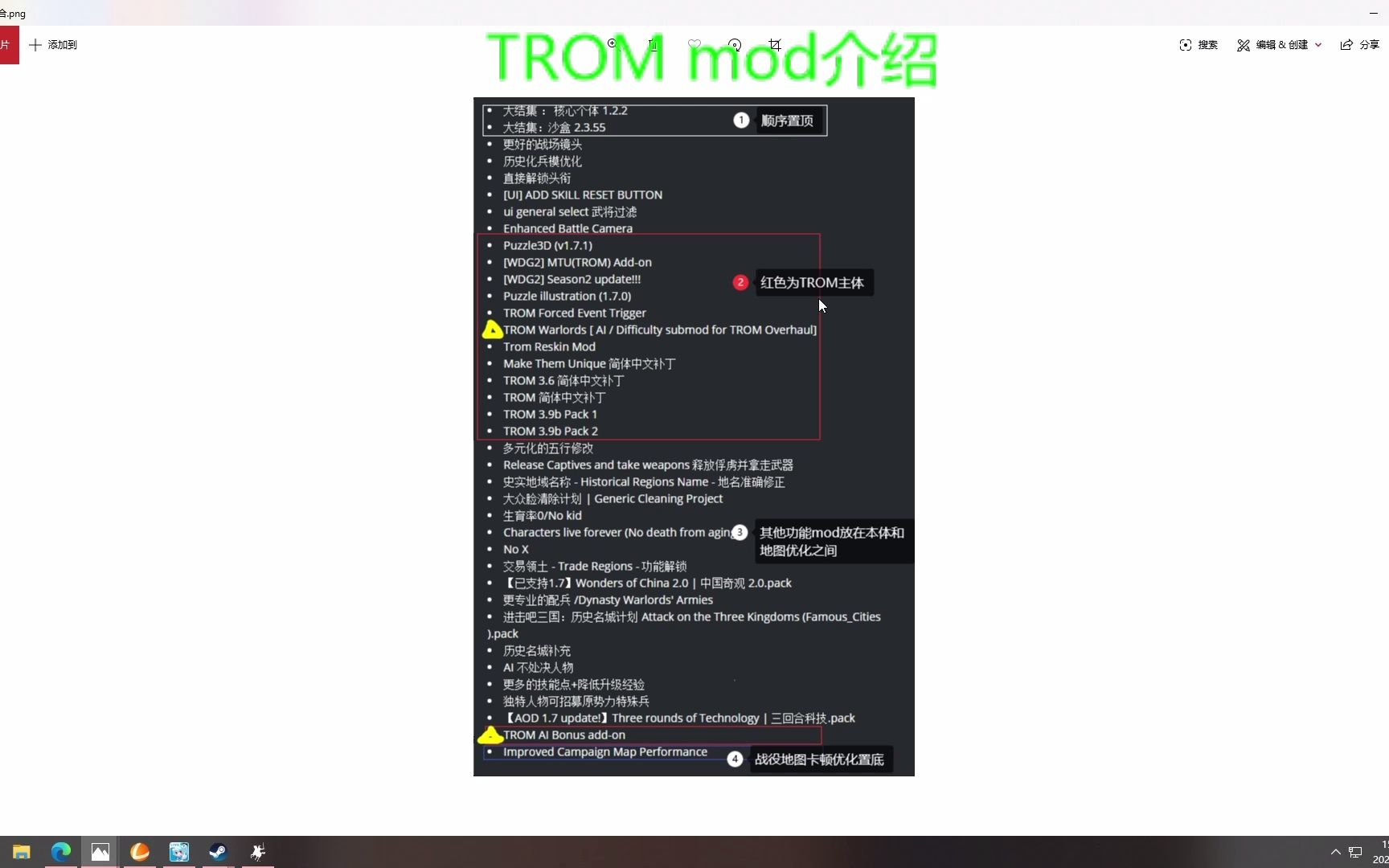 全战三国大型mod TROM组合推荐及排序