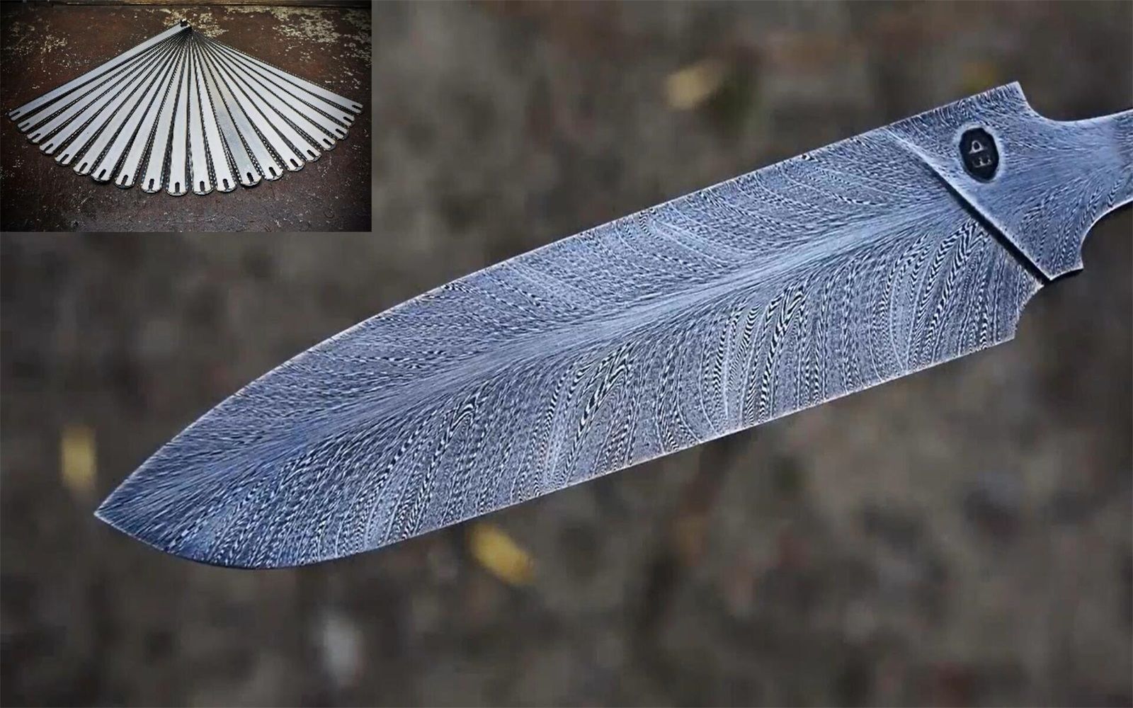 大神用钢锯锻造一把羽毛纹大马,花纹很是精美!