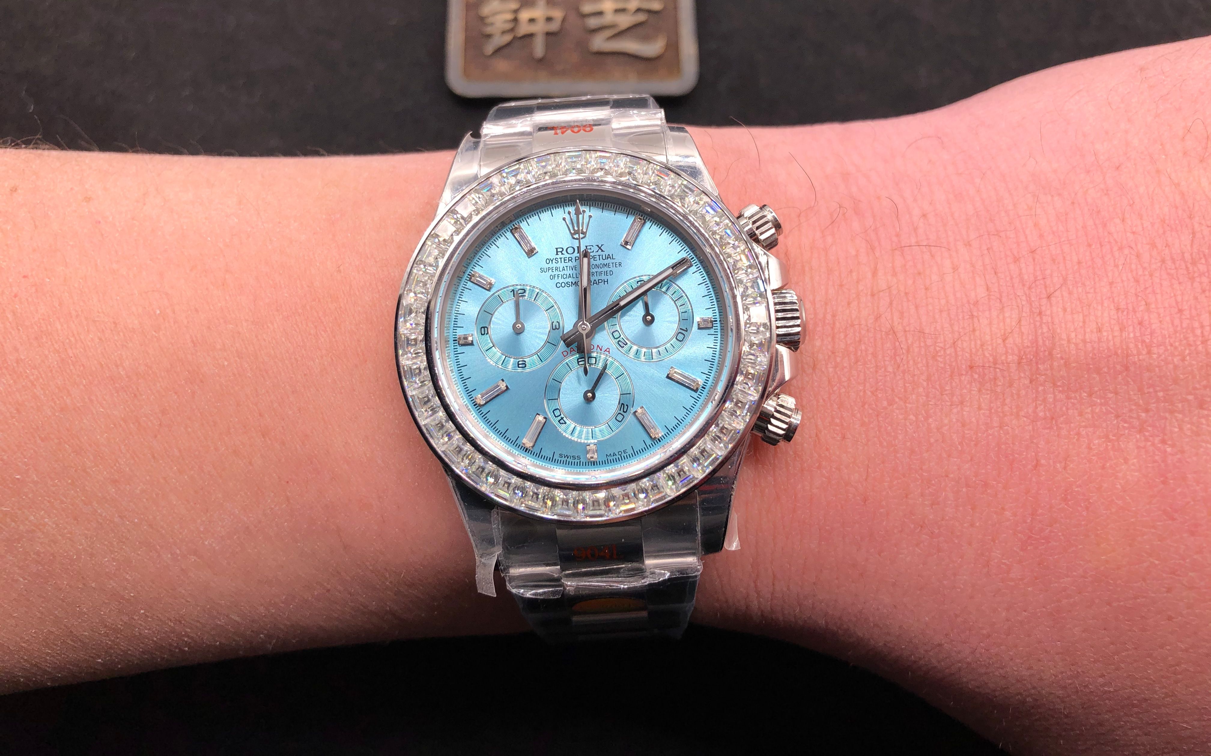 朗哲钟艺:劳力士冰蓝迪通拿后镶钻,最佳改装方案冰糖迪_哔哩哔哩_bili