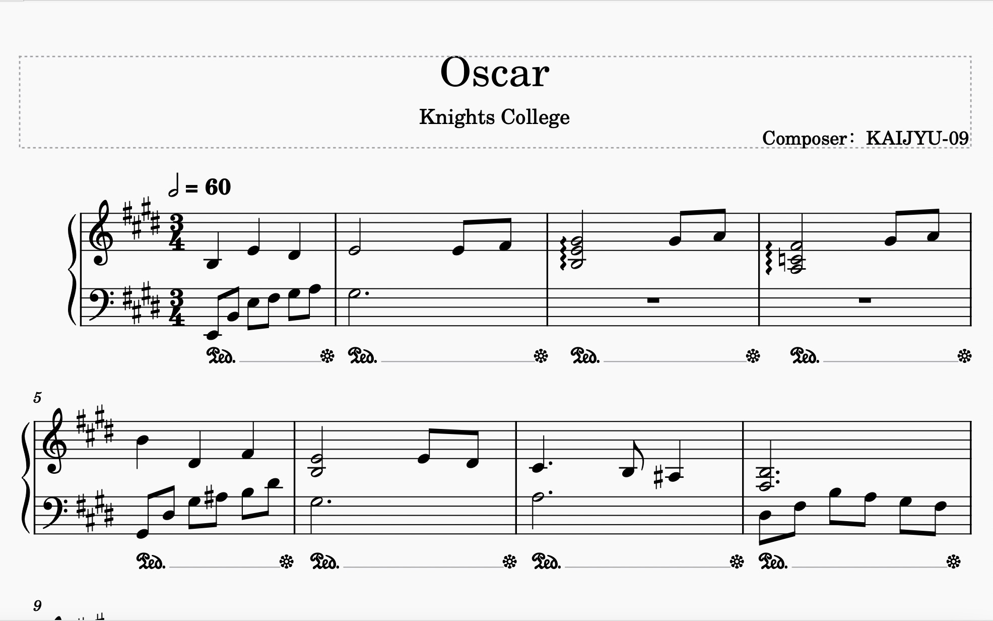 [图]【扒谱】Knights College/Theme of Oscar