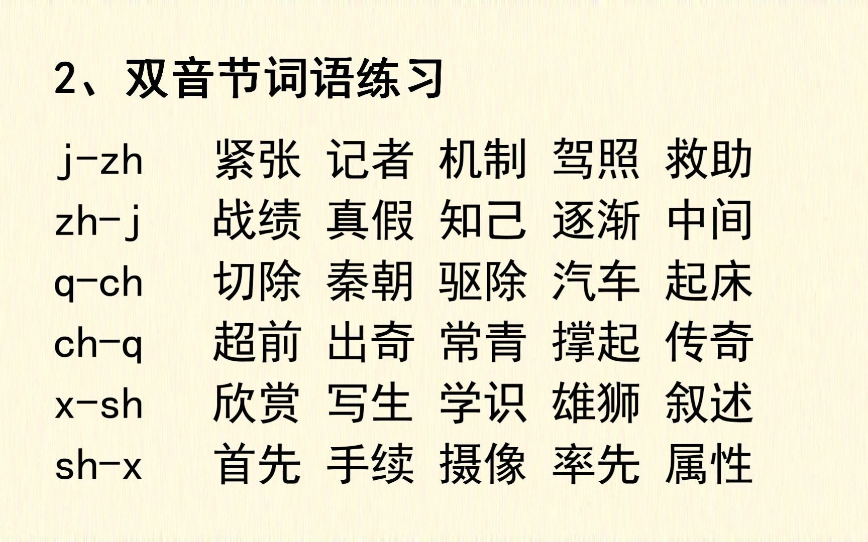 [图]普通话练习76.舌面音j q x和舌尖后音zh ch sh的分辨