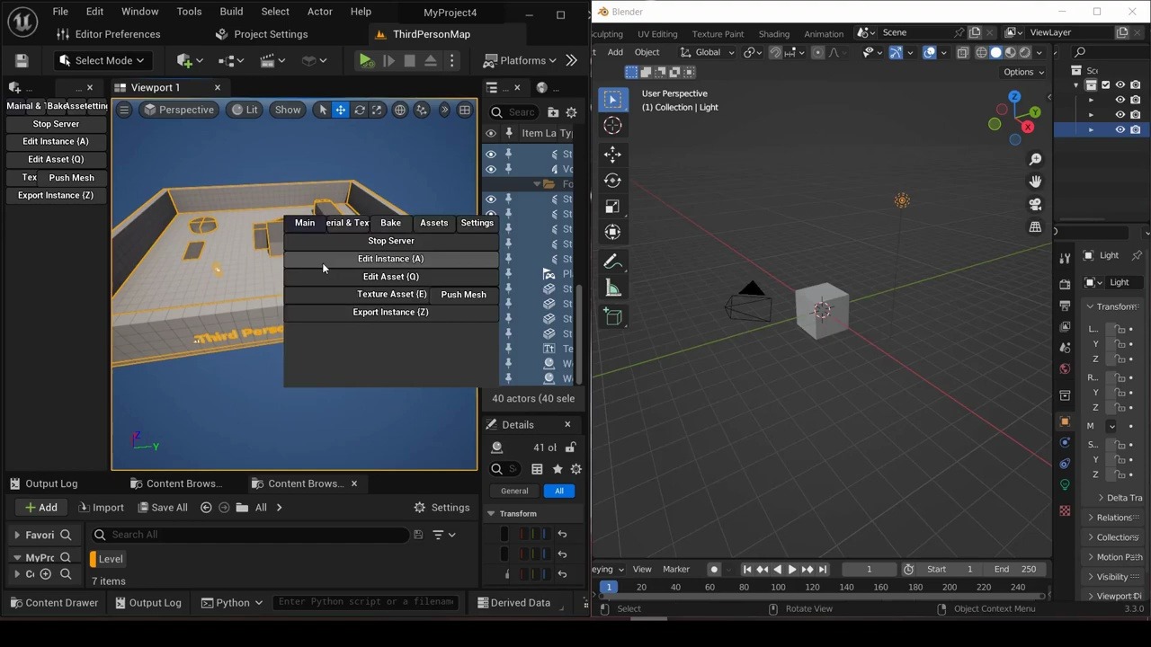 blender uebridge 实时导入ue插件