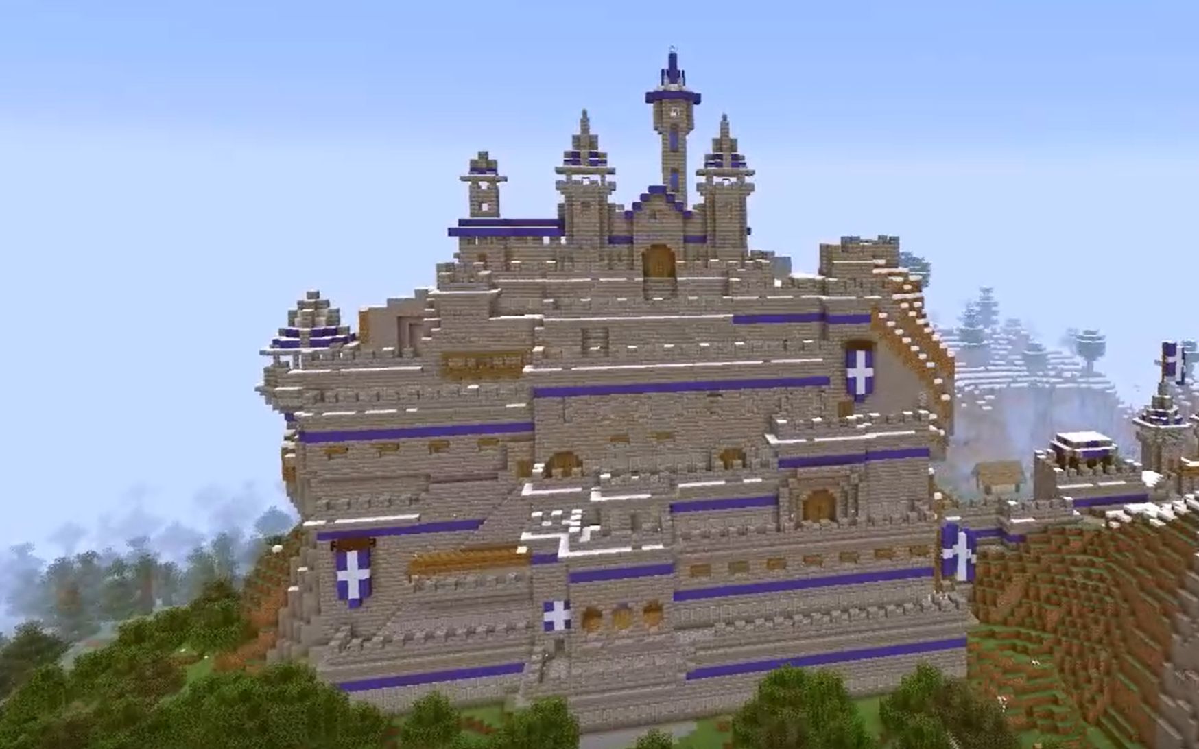 【minecraft】屹立在雪山之巅的中世纪城堡——光荣城 预告_哔哩哔哩
