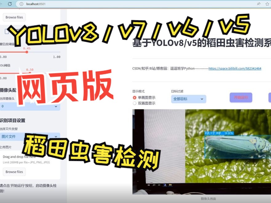 网页版基于深度学习的稻田虫害检测系统(YOLOv8/v7/v6/v5+实现代码+训练数据集)哔哩哔哩bilibili