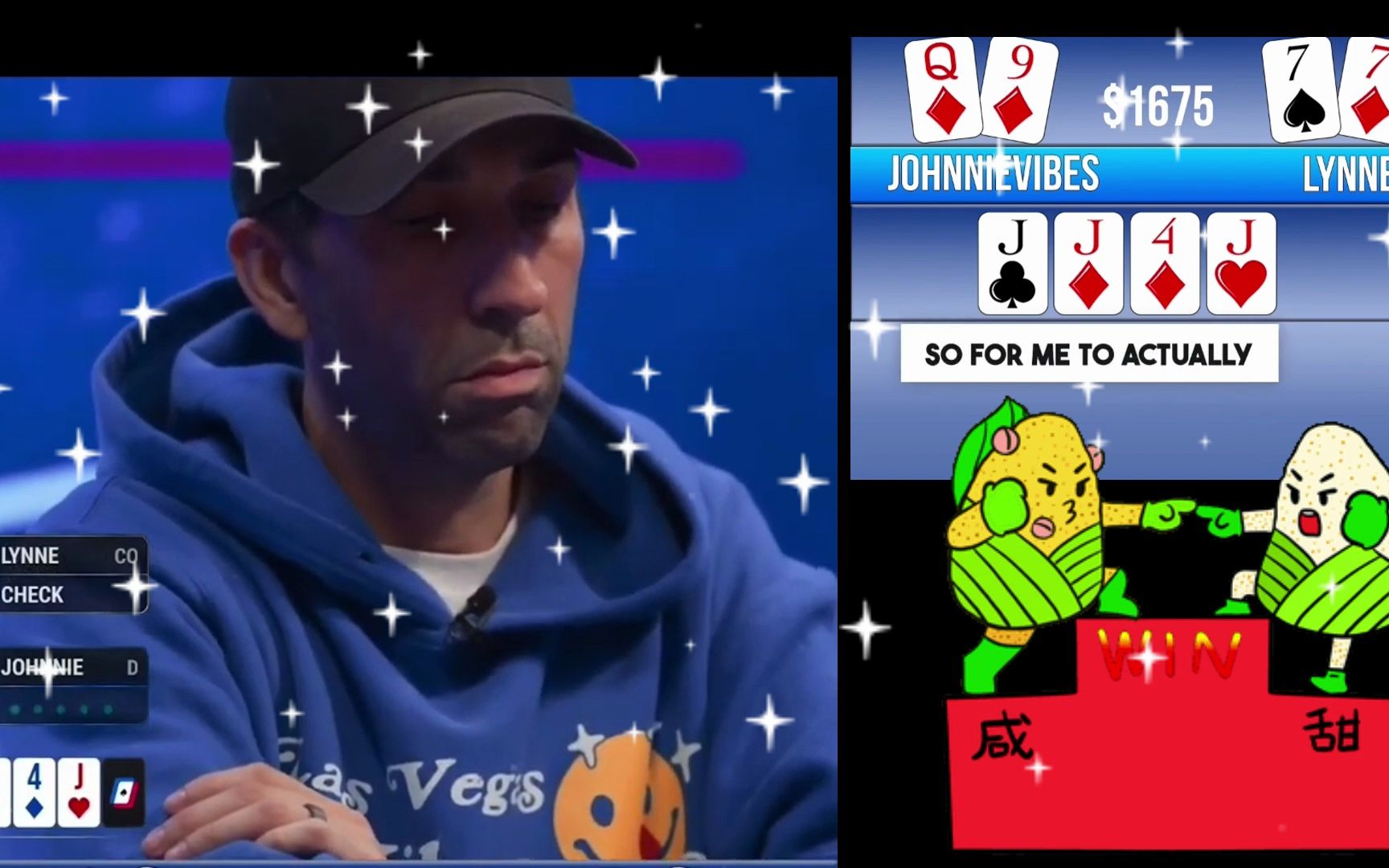 猜猜最后的底牌是不是同花.两个美女的对战【德州扑克】