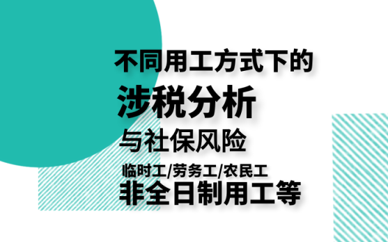 会计实务:不同用工方式下的涉税分析(个税、增值税、企业所得税等)及社保风险(临时工、劳务用工、农民工、劳务派遣用工、录用离退休人员、大学生...