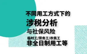 Descargar video: 会计实务：不同用工方式下的涉税分析（个税、增值税、企业所得税等）及社保风险（临时工、劳务用工、农民工、劳务派遣用工、录用离退休人员、大学生等）