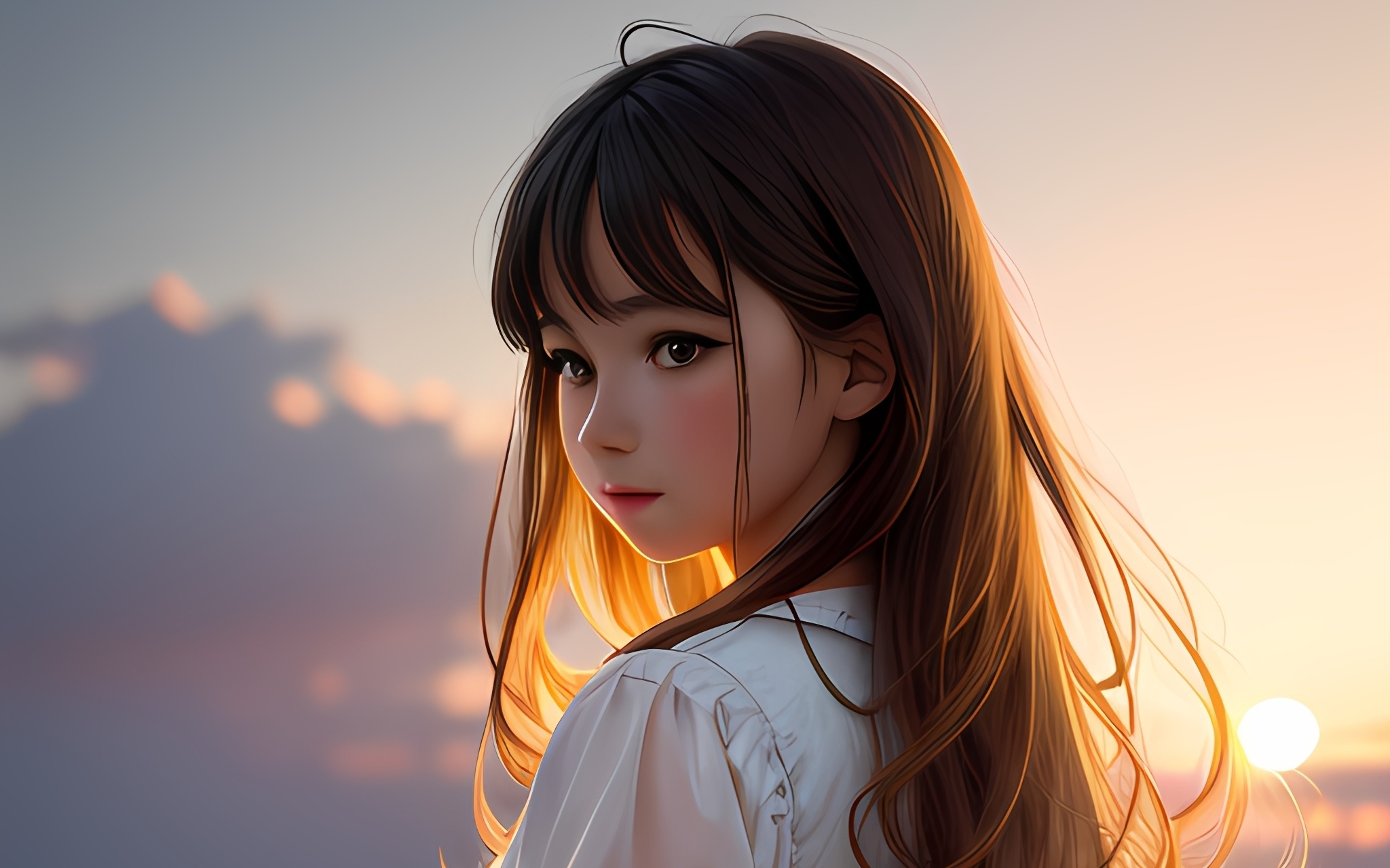 美丽女孩多种服饰的回眸