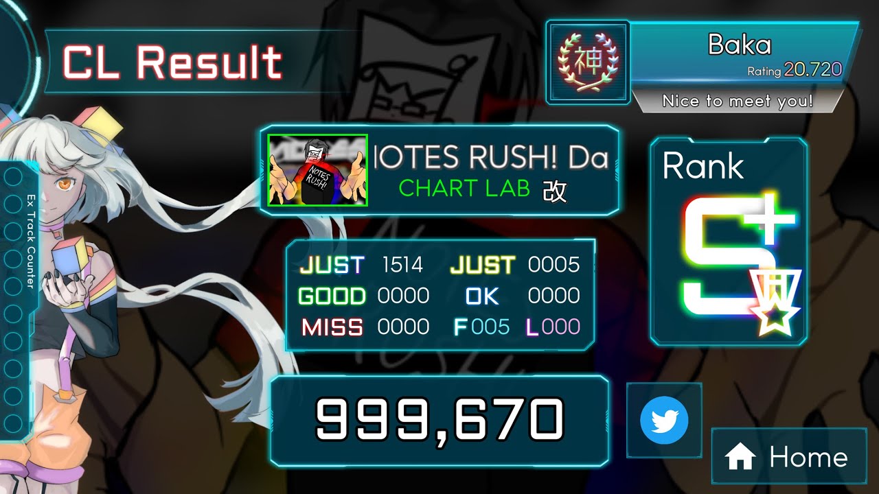 [图]【TAKUMI³】NOTES RUSH! Daiza remix~Ruler of the heavens~ [改] 999670 pts [Baka]