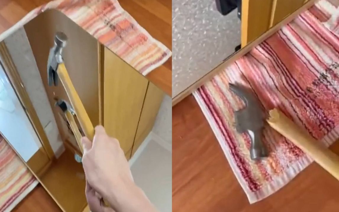 男子买全身镜到货变形,退换时商家让把镜子砸了,抡锤子结局反转