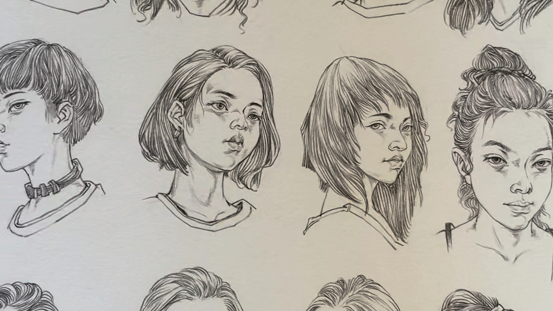 线性速写头部练习