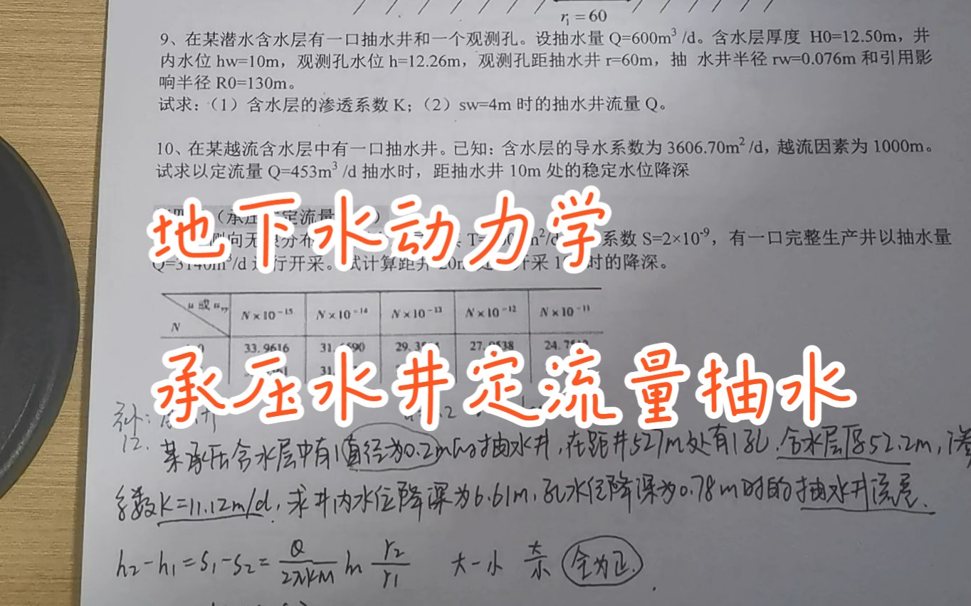 [图]地下水动力学承压水井定流量抽水+个人感想