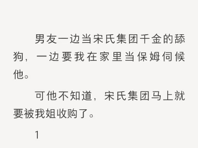 (完结)男友一边当宋氏集团千金的舔狗,一边要我在家里当保姆伺候他哔哩哔哩bilibili