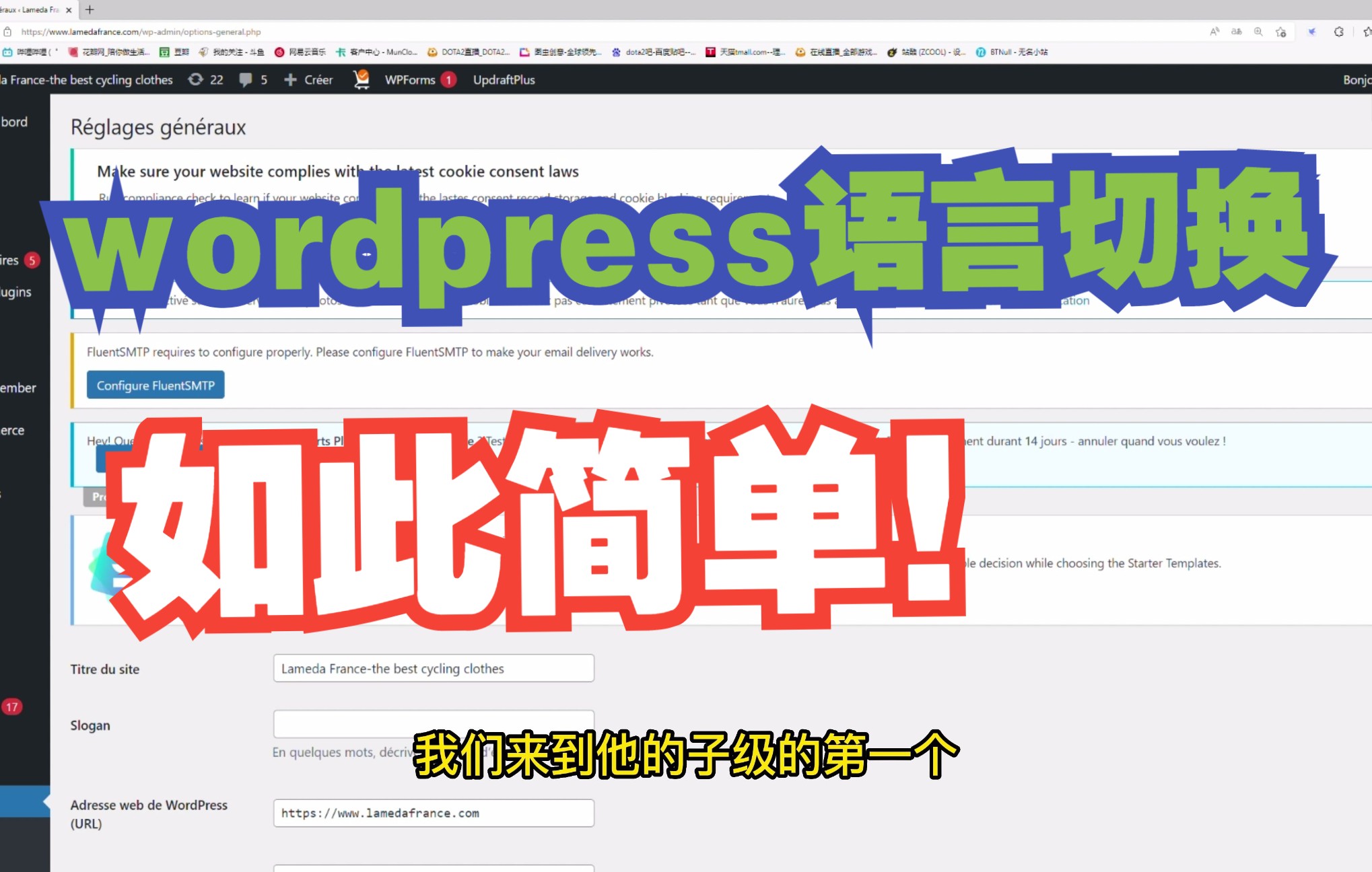 wordpress后台修改语言 中文显示 语种切换 | 只需一步 轻松易懂 语种修改 | 独立站网站搭建技巧