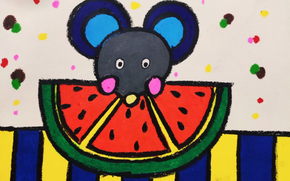 老鼠吃西瓜简笔画图片