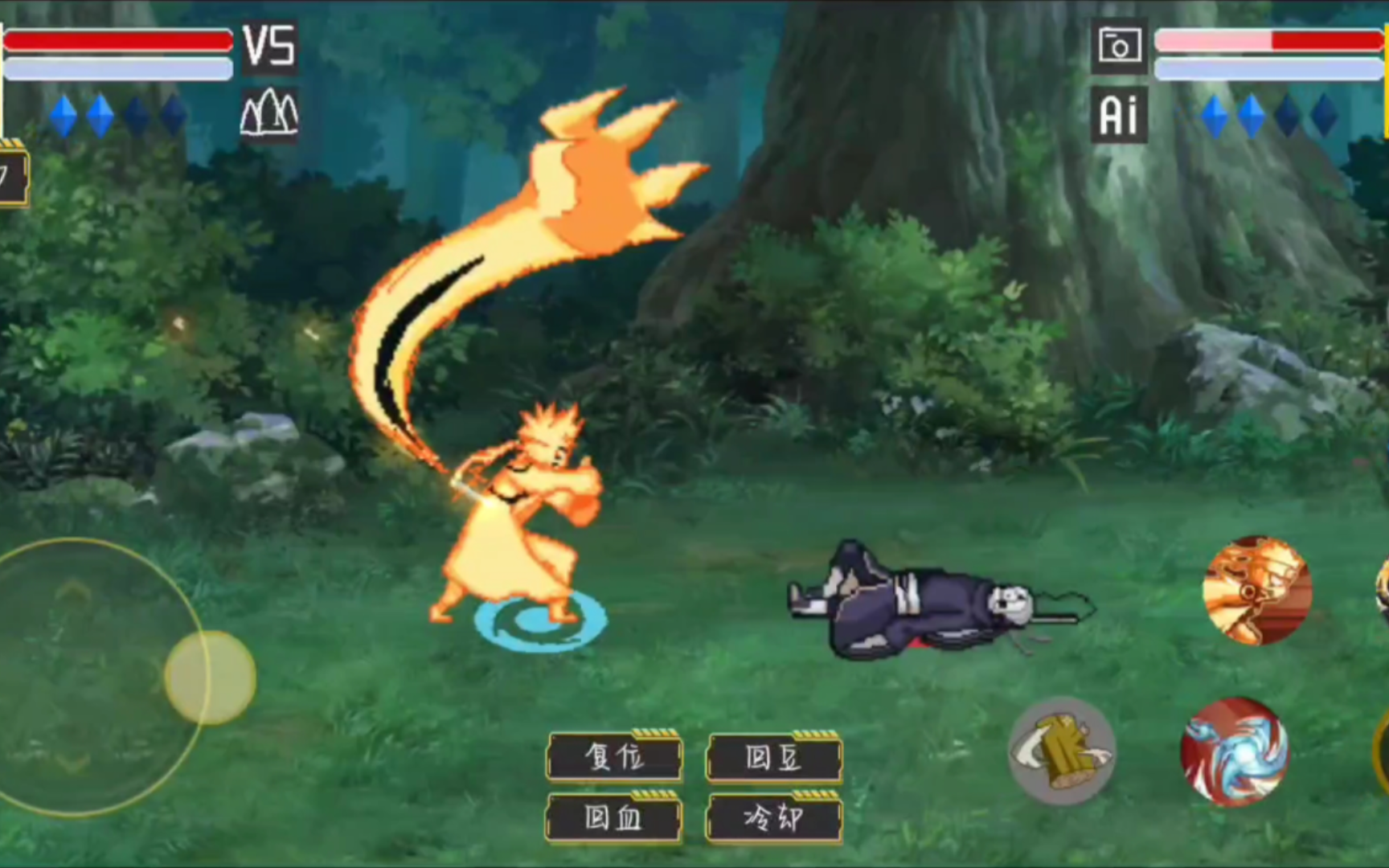 像素火影逆天黄猿4a打死敌人